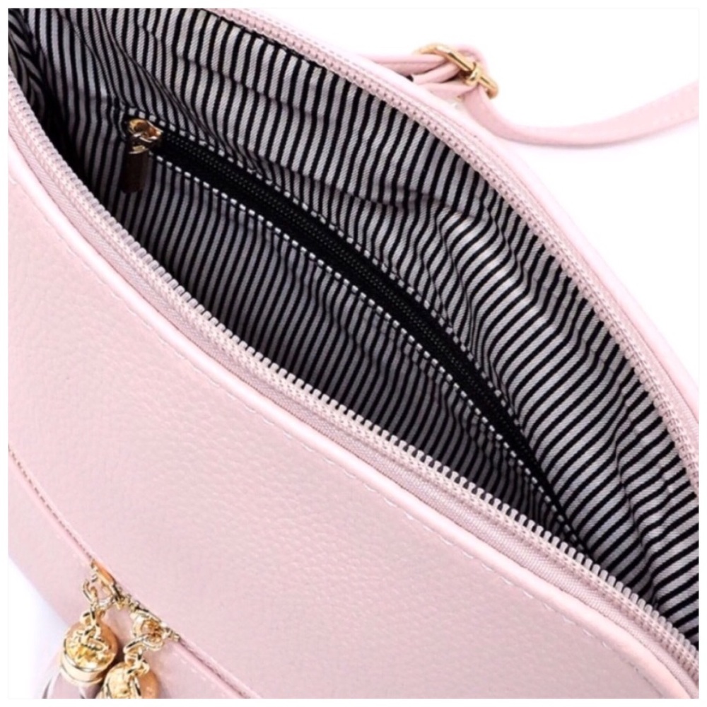 Champagne Silver Tassel Zip Dome Crossbody Bag - Picture 7 of 7